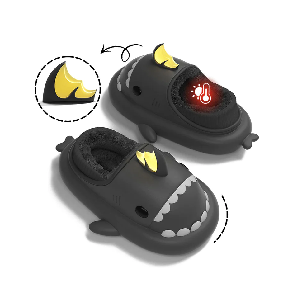 Shark Slides Winter - Koi Dragon Lined Slippers Heel-covered