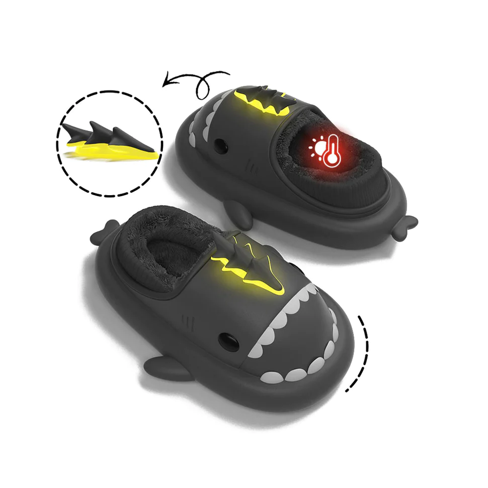 Shark Slides Winter - Lightning Dragon Lined Slippers Heel-covered